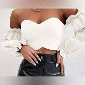 Haut Fashion Nova Manches Bouffantes - Blanc - Taille XS - Neuf Avec étiquette